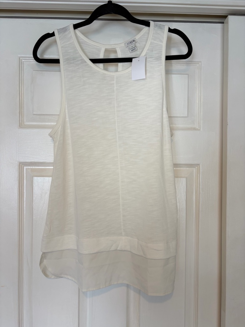 J. Crew White Layered-Hem Sleeveless Tank